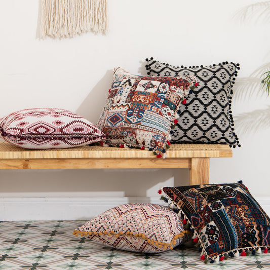 Moroccan Flower Hairball Geometric Throw Pillow Cushion Pillowcase