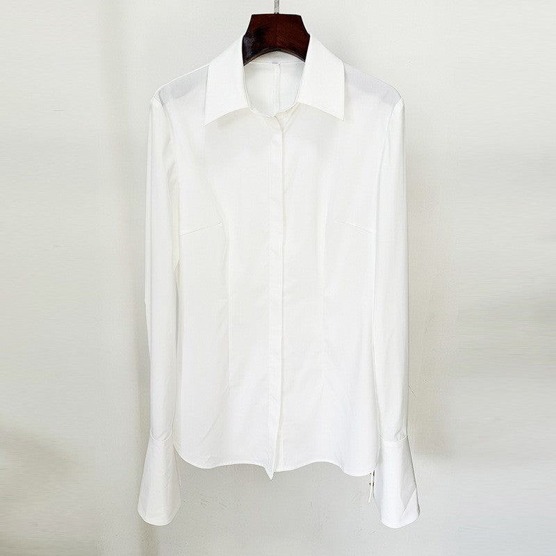Trendy White Long Sleeve Shirt