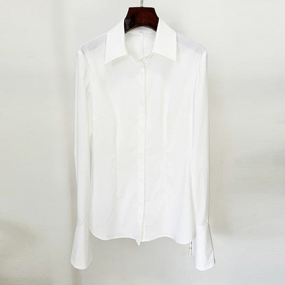 Trendy White Long Sleeve Shirt