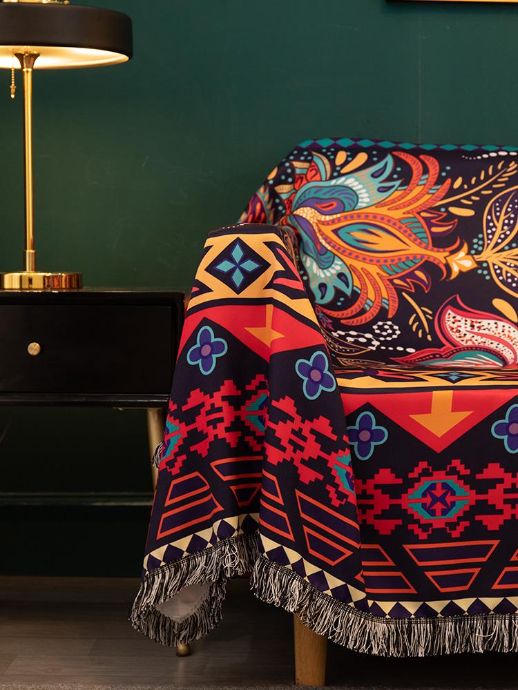 Exotic Ethnic Towel Full Cover Dust-Proof Sofa Handkerchief Universal Backrest Cover Cloth Retro Sofa Cushion Cover