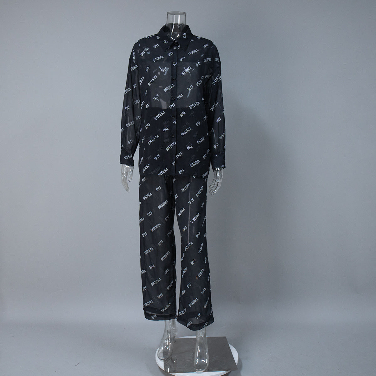 Floral Print Chiffon Long Pants Set Women's Casual Outfit