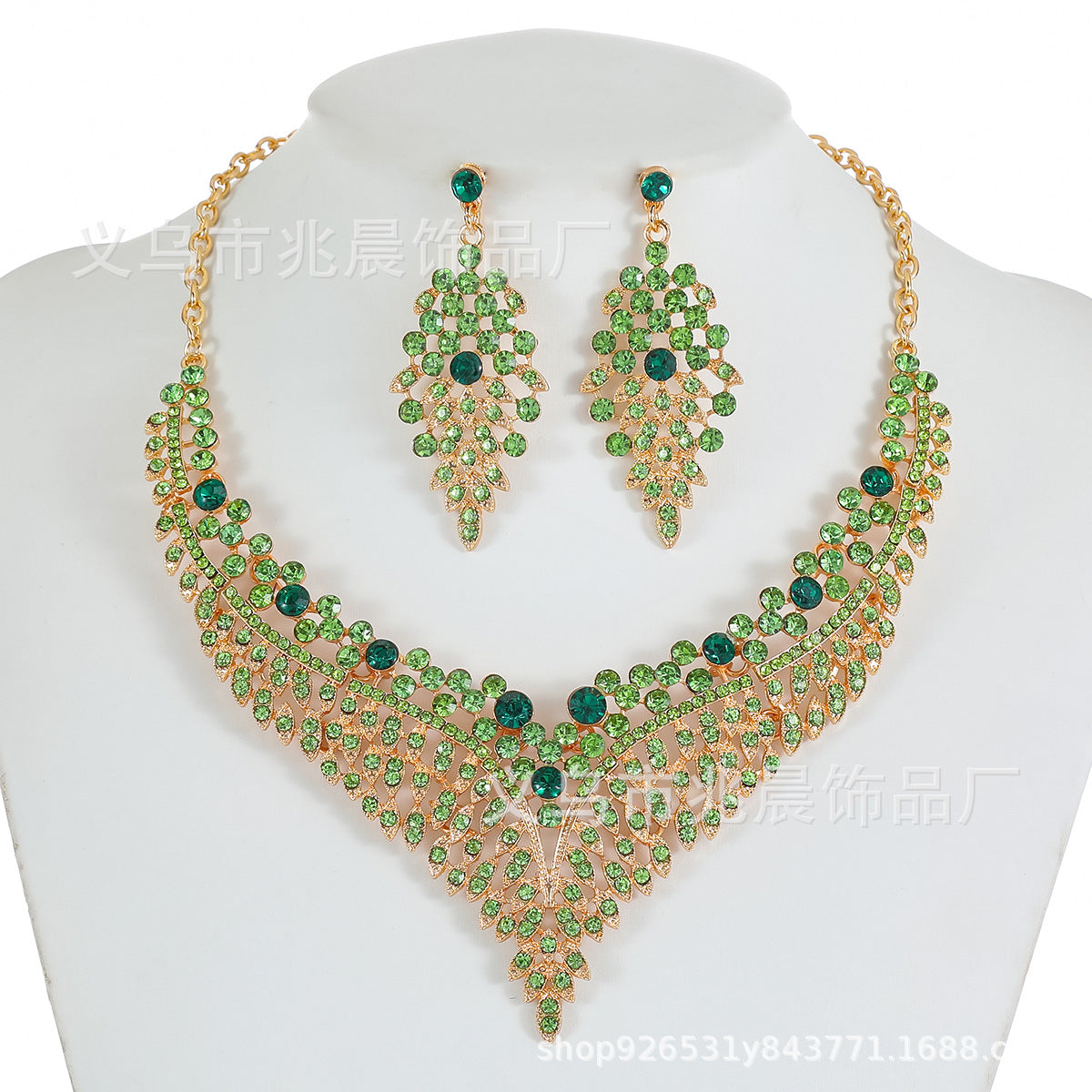 Alloy Choker Necklace With Crystal Gemstones - Vintage Style Jewelry Set