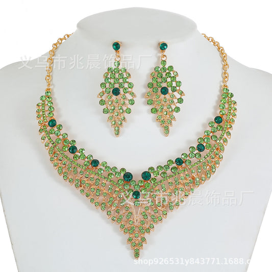 Alloy Choker Necklace With Crystal Gemstones - Vintage Style Jewelry Set