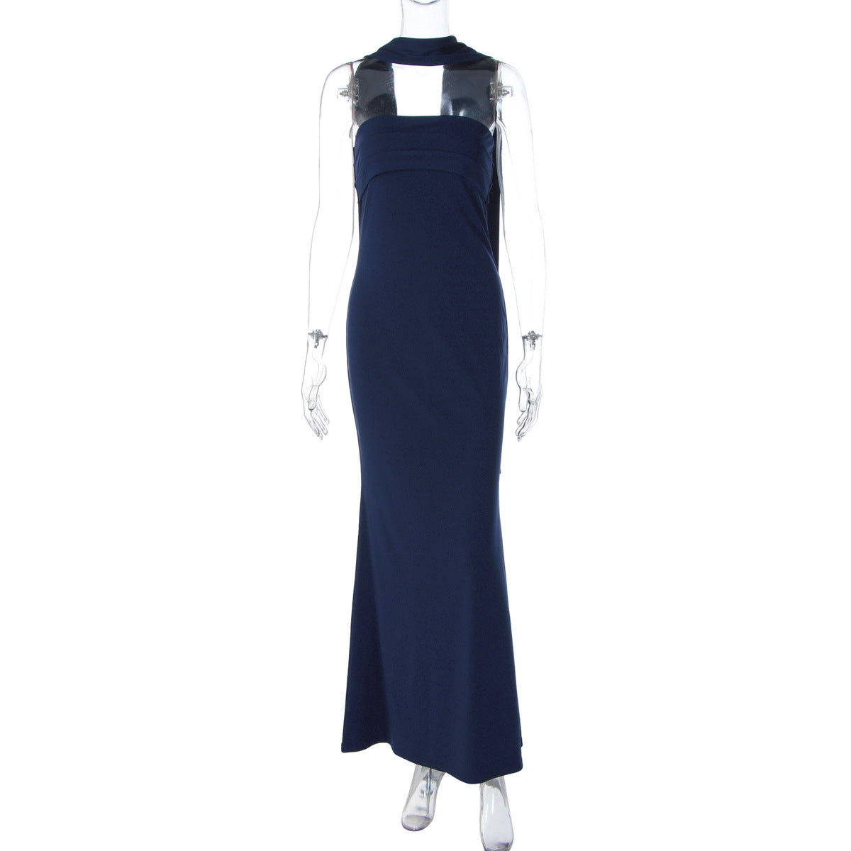 Elegant Strapless Mermaid Maxi Dress with High Waist
