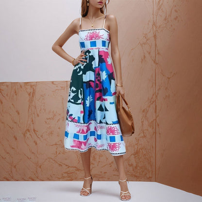 Floral Print Maxi Dress with High Waist for Casual Wear