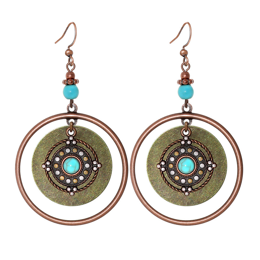 Bohemian Style Geometric Earrings Set with Hollow Design and Tassels