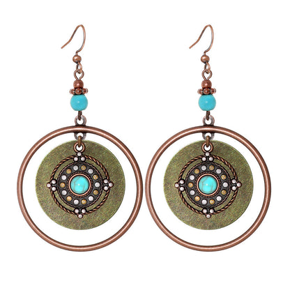 Bohemian Style Geometric Earrings Set with Hollow Design and Tassels
