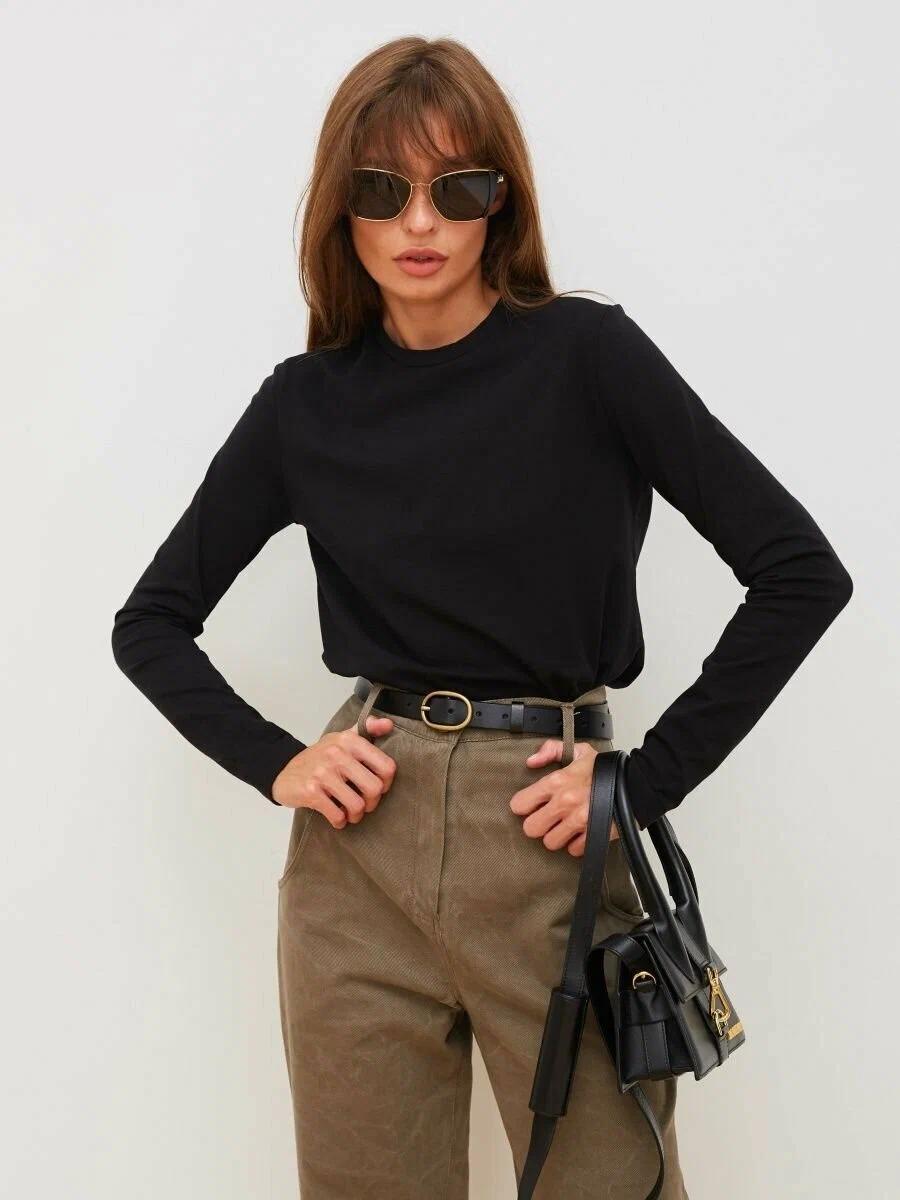 Cotton Long Sleeve T-Shirt Casual Round Neck for Women