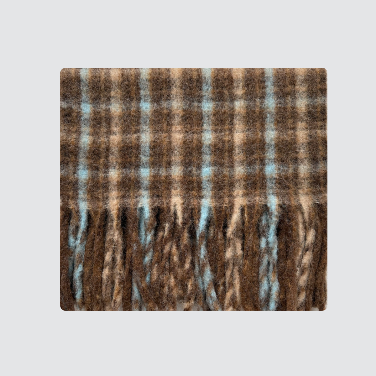 Wool Blend Fringed Plaid Scarf Cozy Casual Shawl