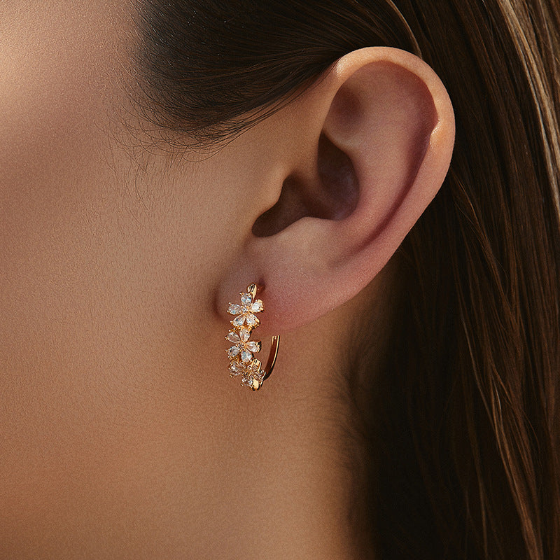 Copper Plated Gold Delicate Butterfly Floral Stud Earrings