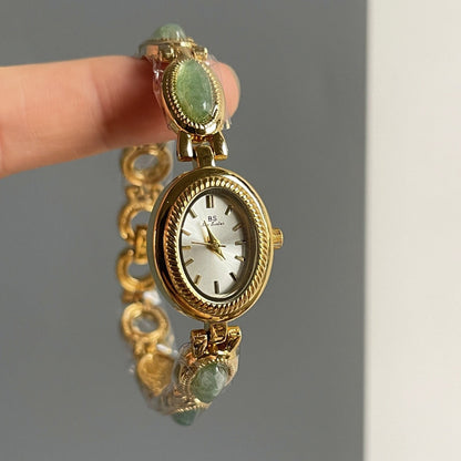 Retro Gold Tone Oval Dial Quartz Wrist Watch