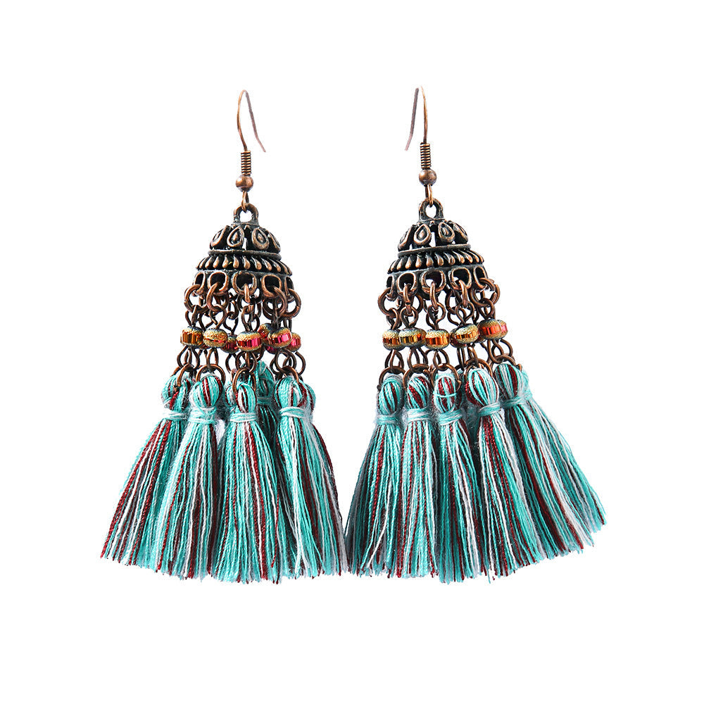 Bohemian Tassel Dangle Earrings Handmade Tribal Style