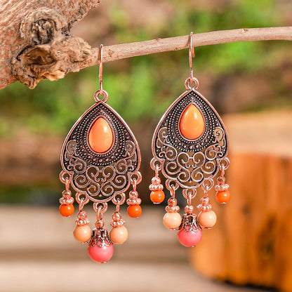 Fashion Tassel Bead Earrings for Women Stylish Vintage Jewelry