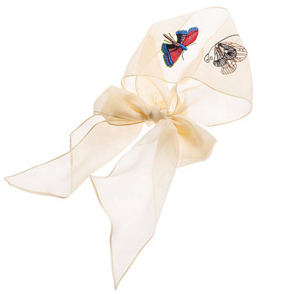 Summer Thin Embroidery Butterfly Narrow Strip Silk Scarf Women Spring And Autumn Versatile Fashion Gauze Scarf Women