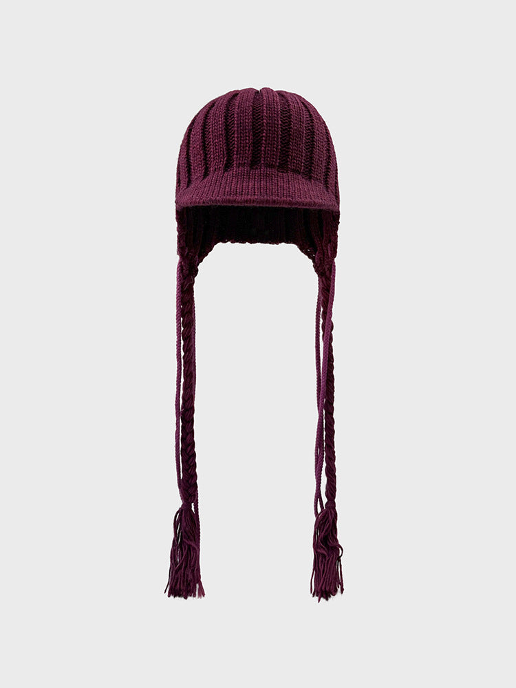 Cute Braid Tassel Ear Flap Beanie Knit Hat