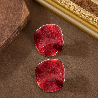 Geometric Enamel Drop Earrings Elegant Zinc Alloy