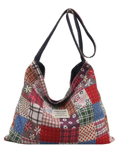 Trendy Canvas Tote Bag Lightweight Multi-Purpose Large Capacity Shoulder Crossbody Bag