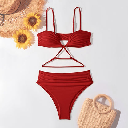 Solid Color String Backless Sexy Swimwear