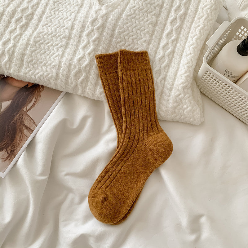 Casual Solid Color Thicken Plush Crew Socks