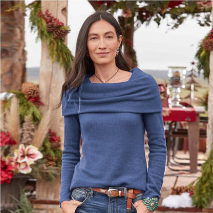 Slim-Fitting Shawl Vintage Cashmere Sweater With Collar