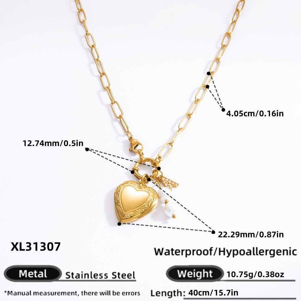 DIY Stainless Steel Heart Pendant Necklace with 18k Gold Plating