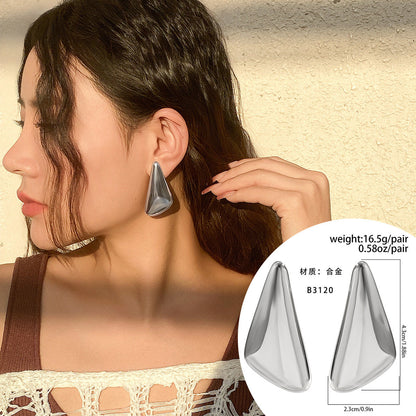 Geometric Heart Shaped Metal Foldable Earrings For Women