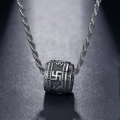 Intime Silver Distressed Pendant Six-Character Mantra Necklace Vintage Jewelry Couple Birthday Gift