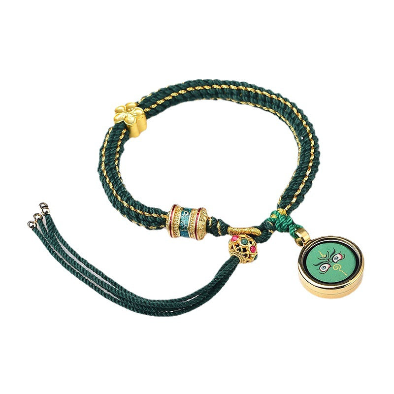 Hand-Painted Thangka Dharma Eye, God Of Wealth Eye, Tibetan Style Handwoven Bracelet