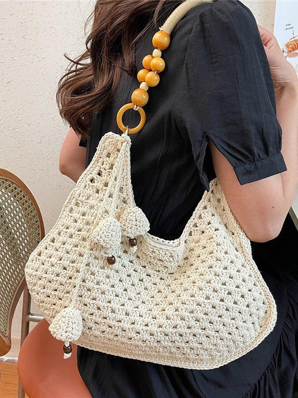 Trendy Knitted Tote Bag - Casual Large Capacity Weaved Purse