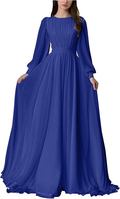 Elegant Long Sleeve A-Line Dress In White