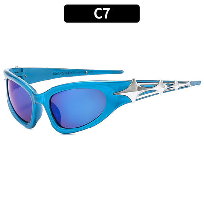 Trendy Outdoor UV Protection Sunglasses Stylish Futuristic Rectangular Shades
