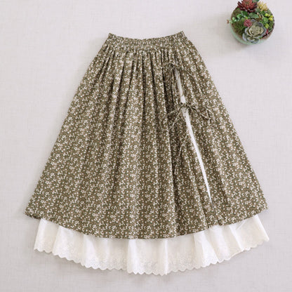 Artistic Printed A-Line Skirt with Tie Detail