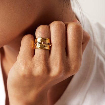Colorful Zircon Adjustable Ring