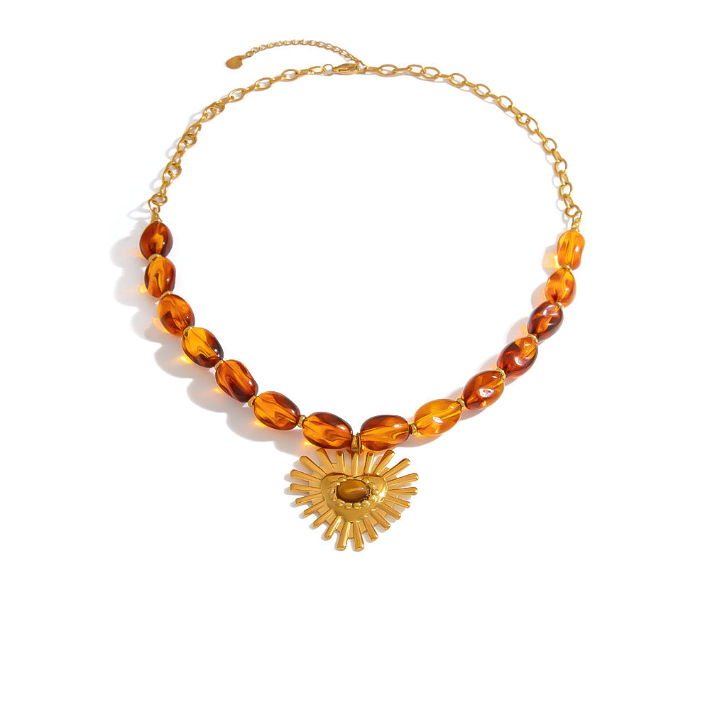 Stylish Resin Beaded Necklace Lock Chain