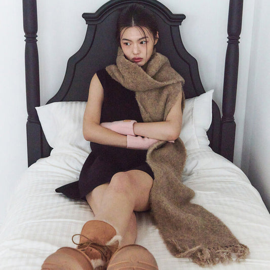 Solid Color Knitted Scarf for Women