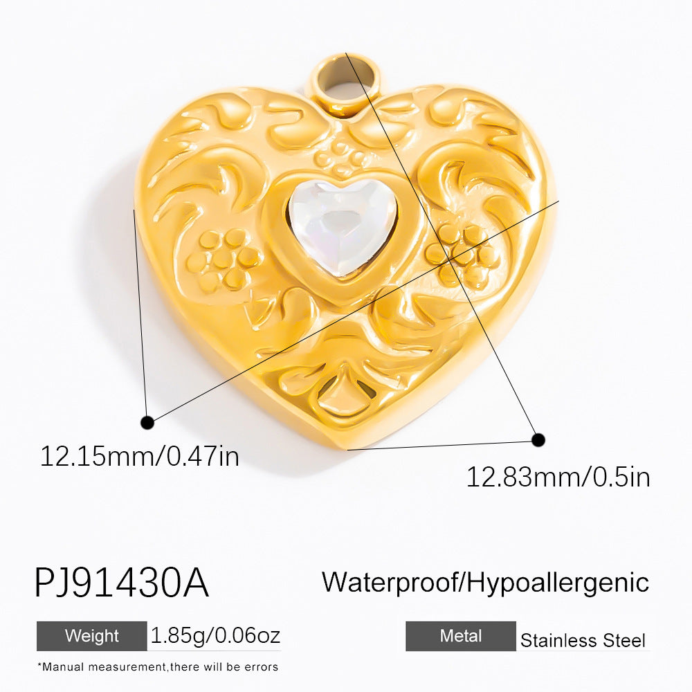 Heart-Shaped 18K Gold Stainless Steel Pendant Necklace