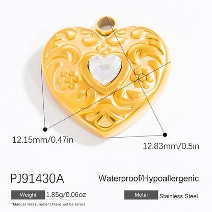 Heart-Shaped 18K Gold Stainless Steel Pendant Necklace