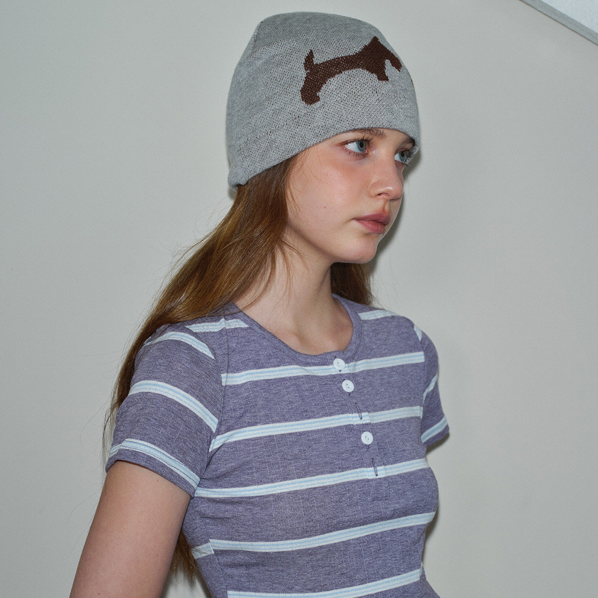 Leopard Heart Knit Wool Blend Beanie Hat