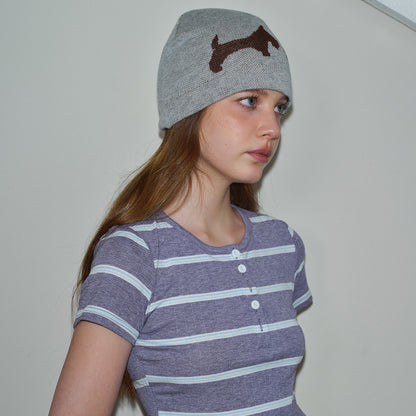 Leopard Heart Knit Wool Blend Beanie Hat