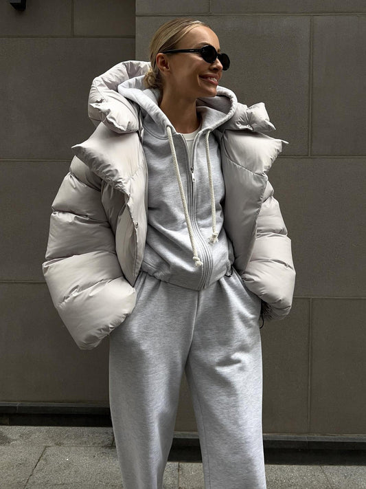 Trendy Hooded Cotton Puffer Jacket Casual Streetwear