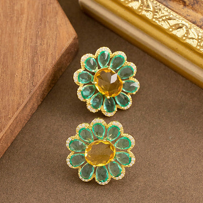 Daisy Flower Zircon Stud Earrings Exquisite Floral Design