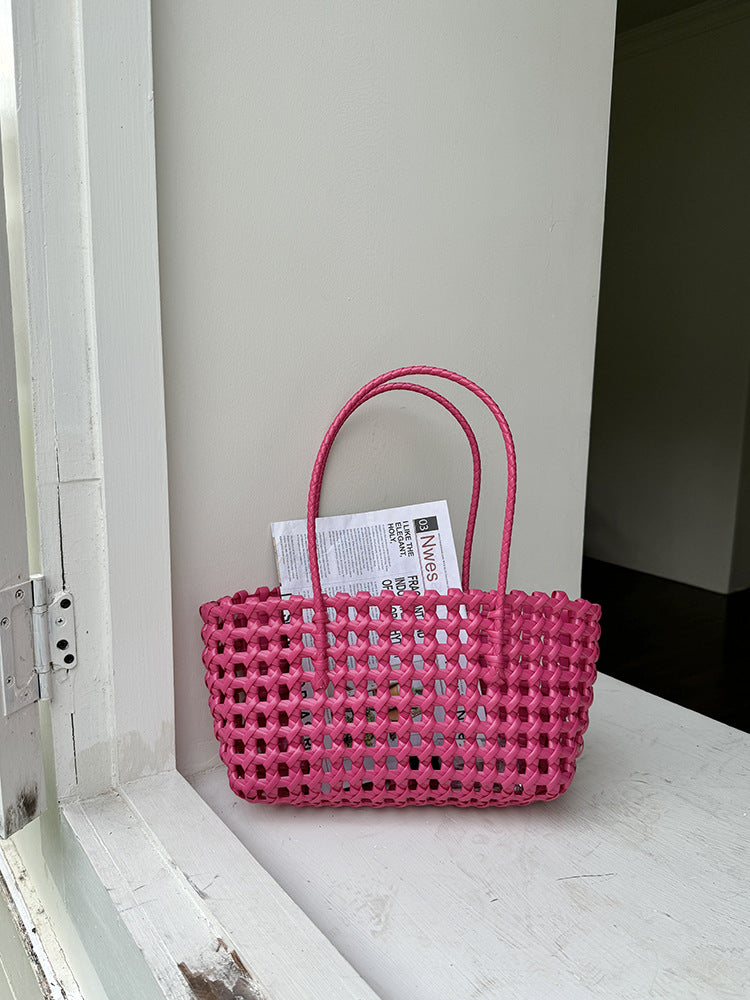 Woven Beach Tote Bag Casual PVC Stylish Handbag