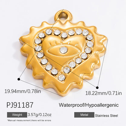 Heart-Shaped Stainless Steel 18K Gold Necklace Pendant DIY Jewelry