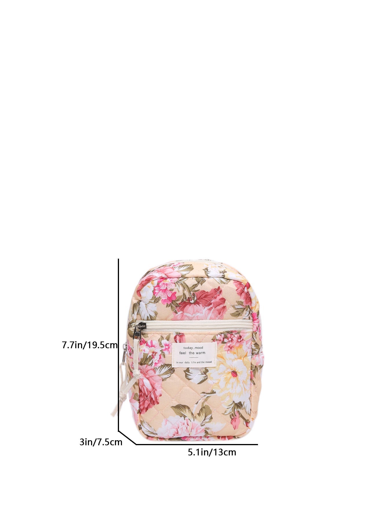 Flower Print Large Capacity Quilted Makeup Bag