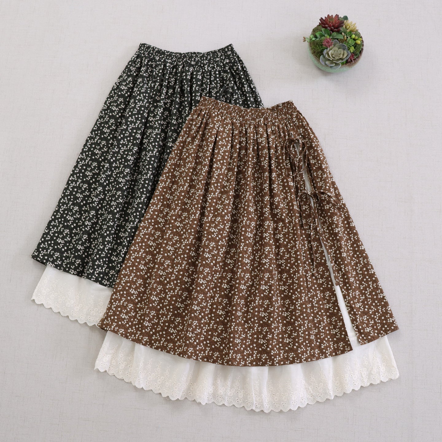 Artistic Printed A-Line Skirt with Tie Detail