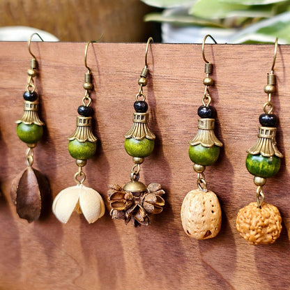 Bohemian Leaf Design Alloy Earrings with Natural Elements