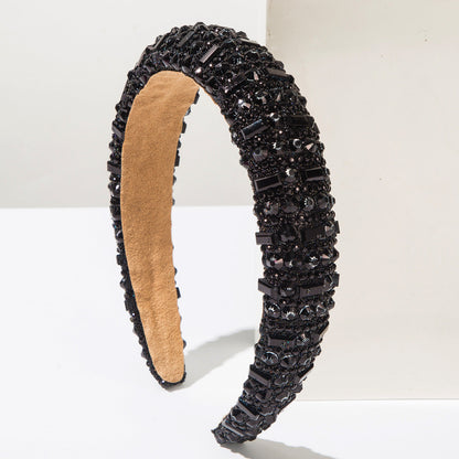 Fashionable Rhinestone Hairband with High Crown Sponge Design
