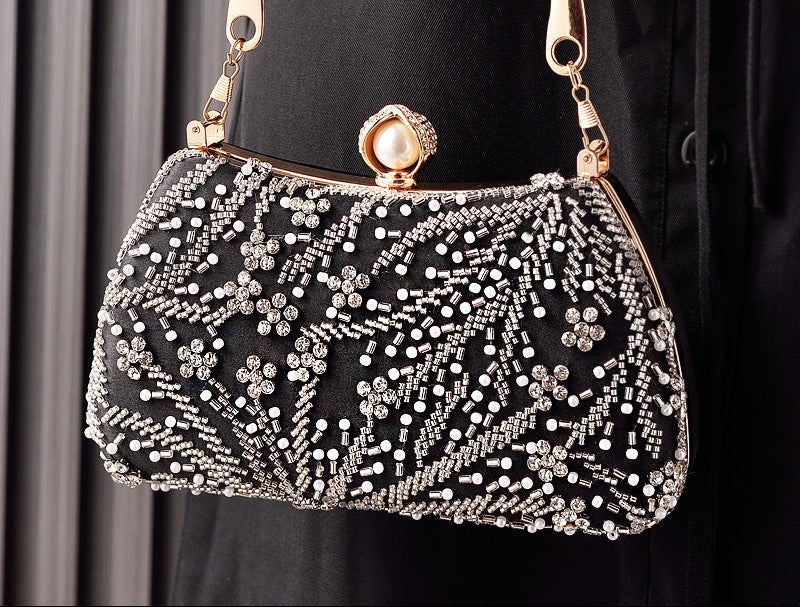 Embroidered Evening Clutch Bag in Silk for Weddings and Parties
