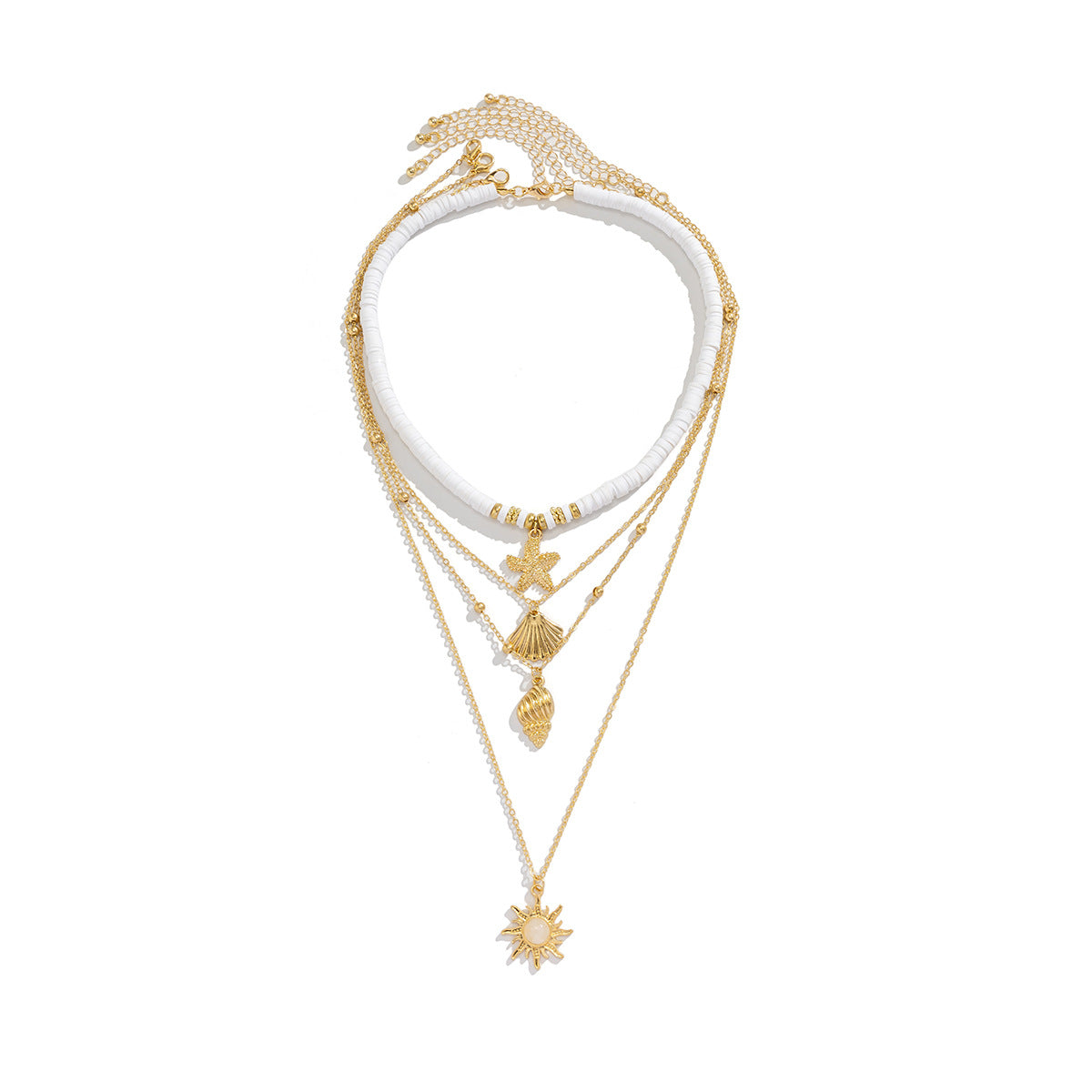 Ocean-Inspired Shell And Starfish Tassel Layered Necklace