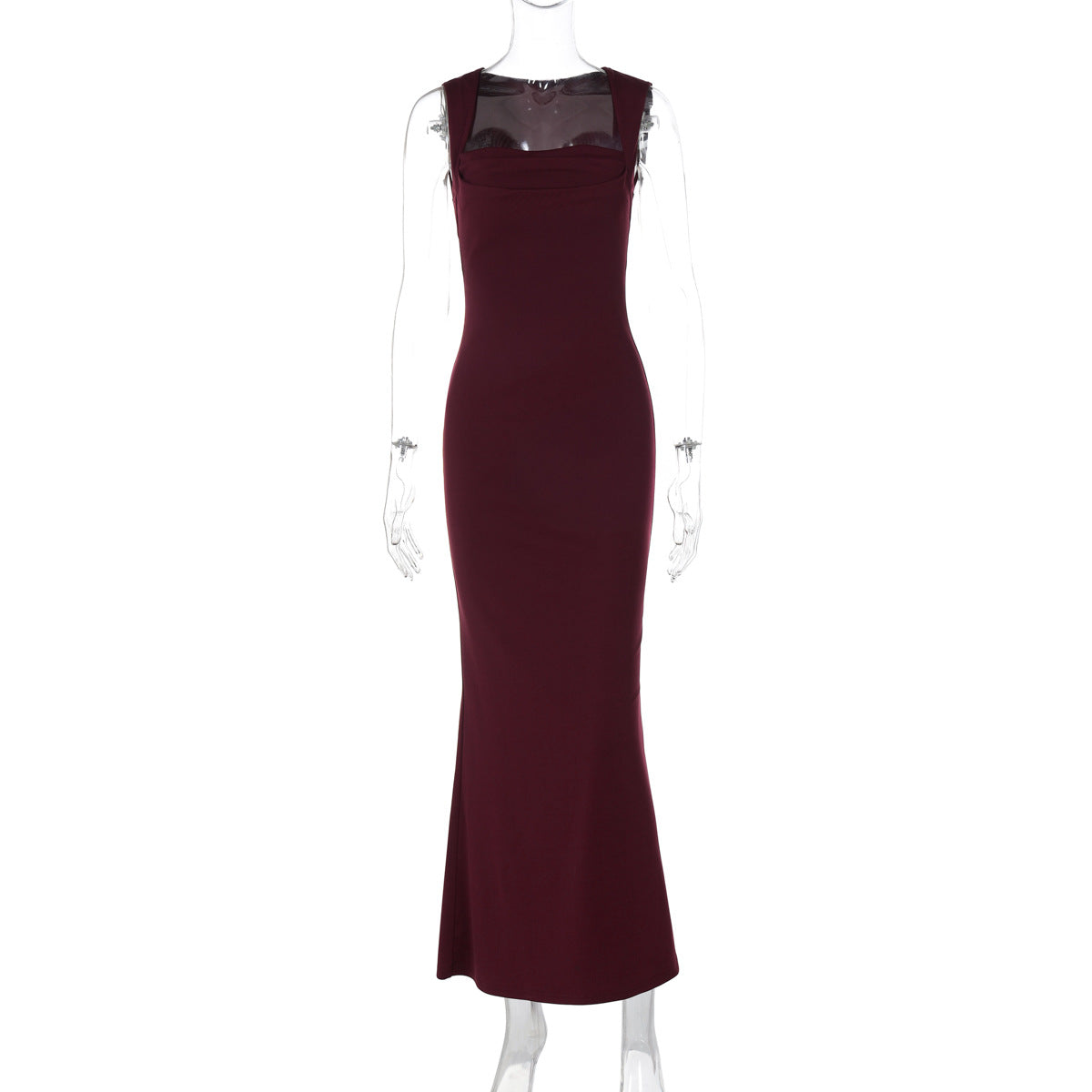 Elegant Sleeveless Dress with Square Neckline